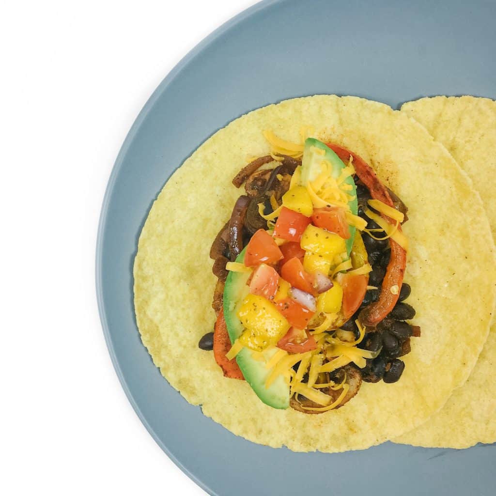 black bean tacos with mango slaw