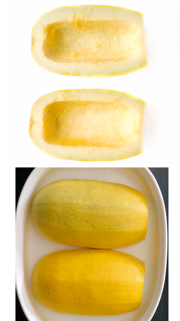 spaghetti squash sliced in half