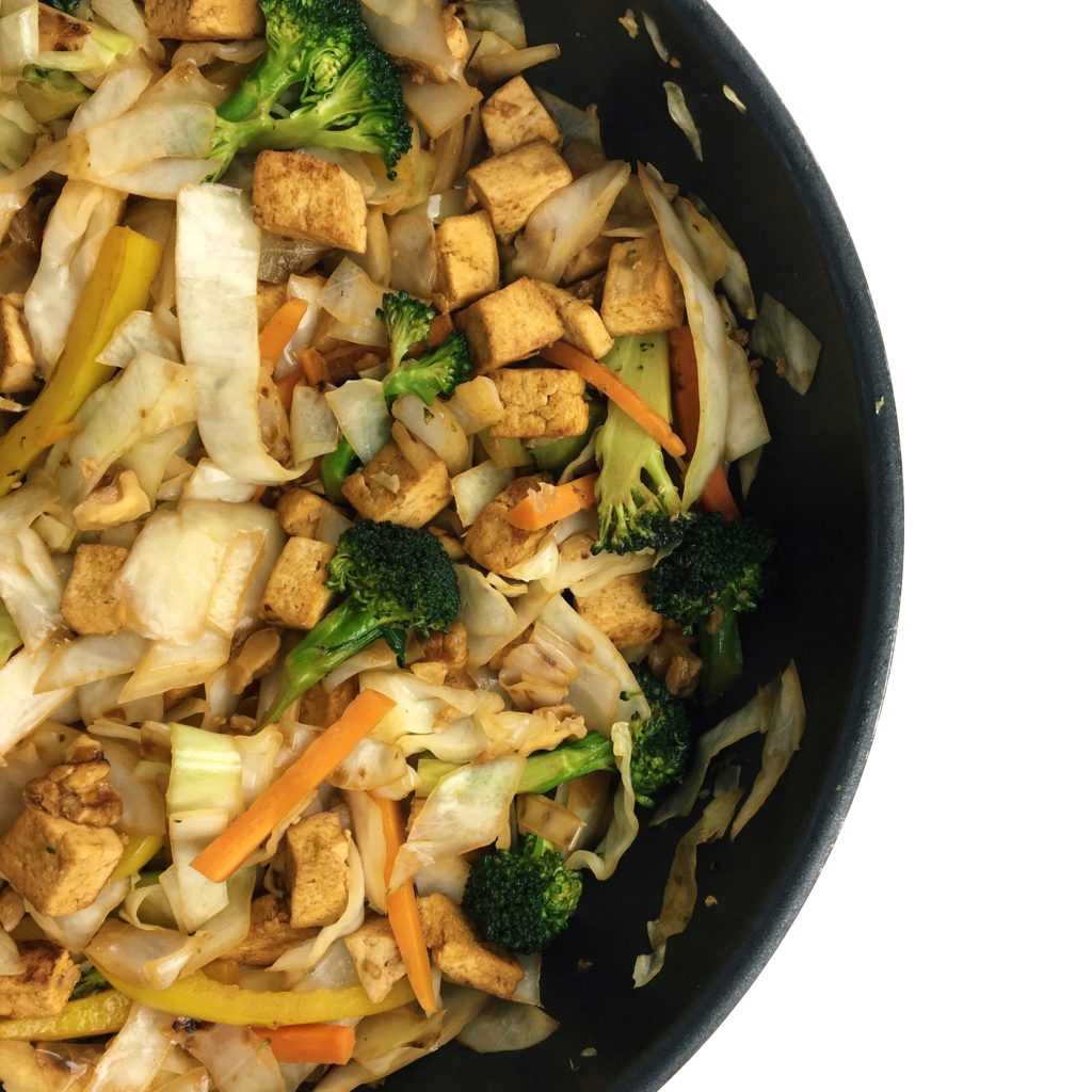 30+ Easy Recipes With Pantry and Freezer Staples - Tofu Veggie Noodle Bowl