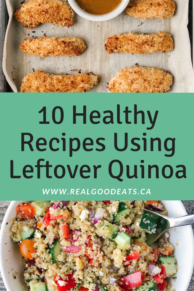 10 healthy recipes using leftover quinoa blog graphic
