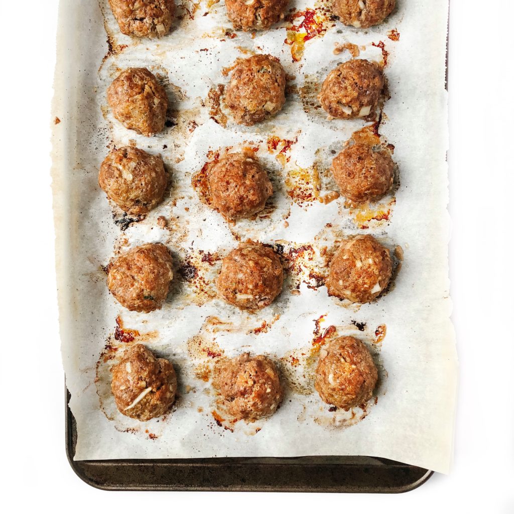 qays to use leftover quinoa - beef quinoa meatballs on a sheet pan