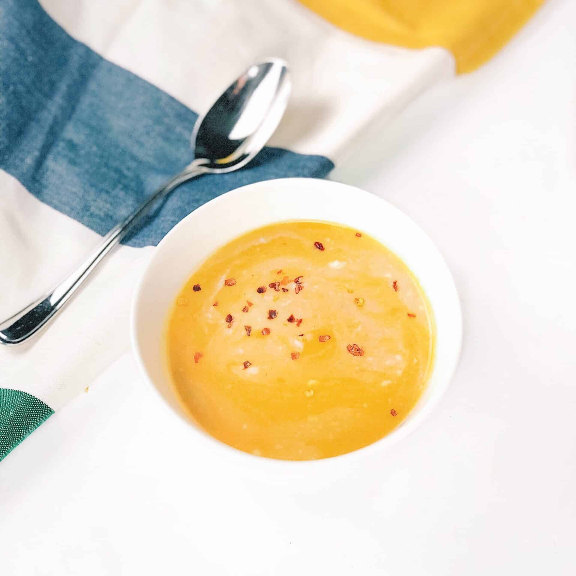 Thai Sweet Potato Coconut Soup with Red Lentils