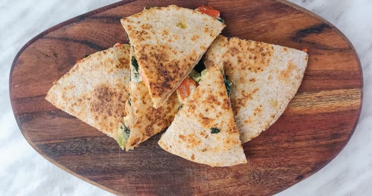 Easy 10-Minute Dairy Free Hummus Quesadilla with Frozen Vegetables