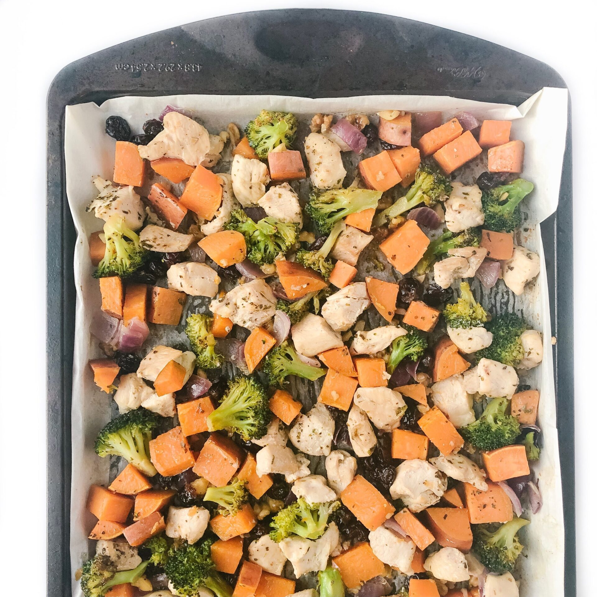 One Pan Sweet Potato Broccoli Chicken Bake