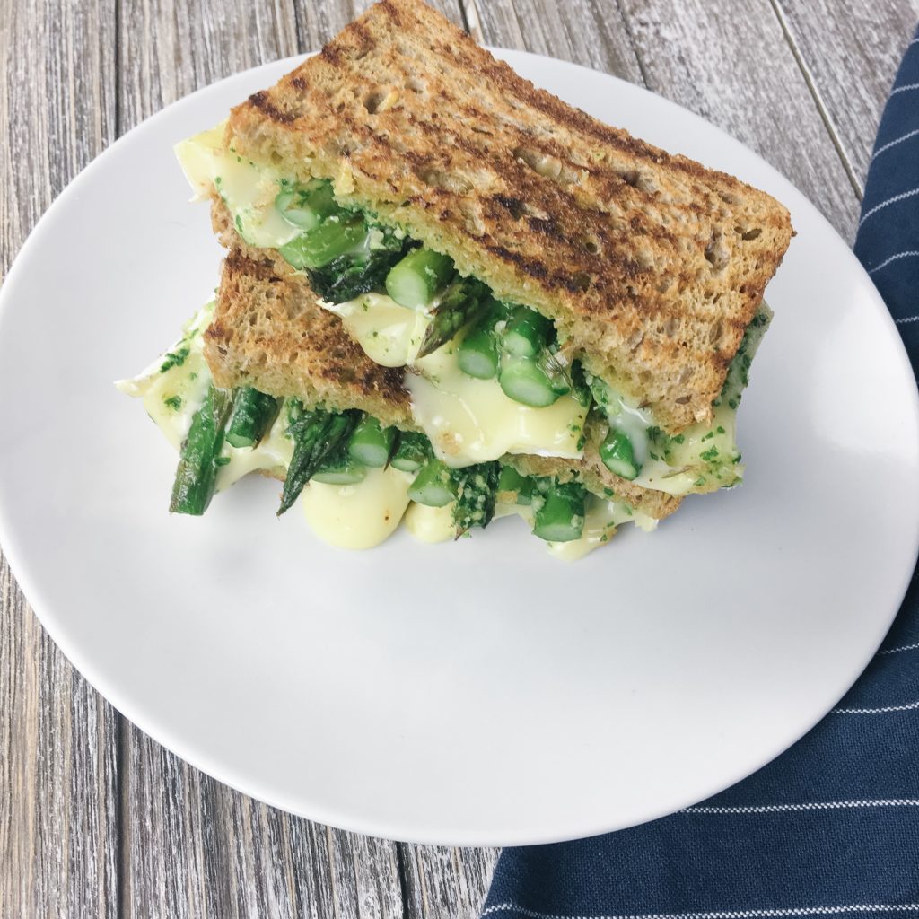 best plant-based recipes for beginners - asparagus and brie grilled cheese