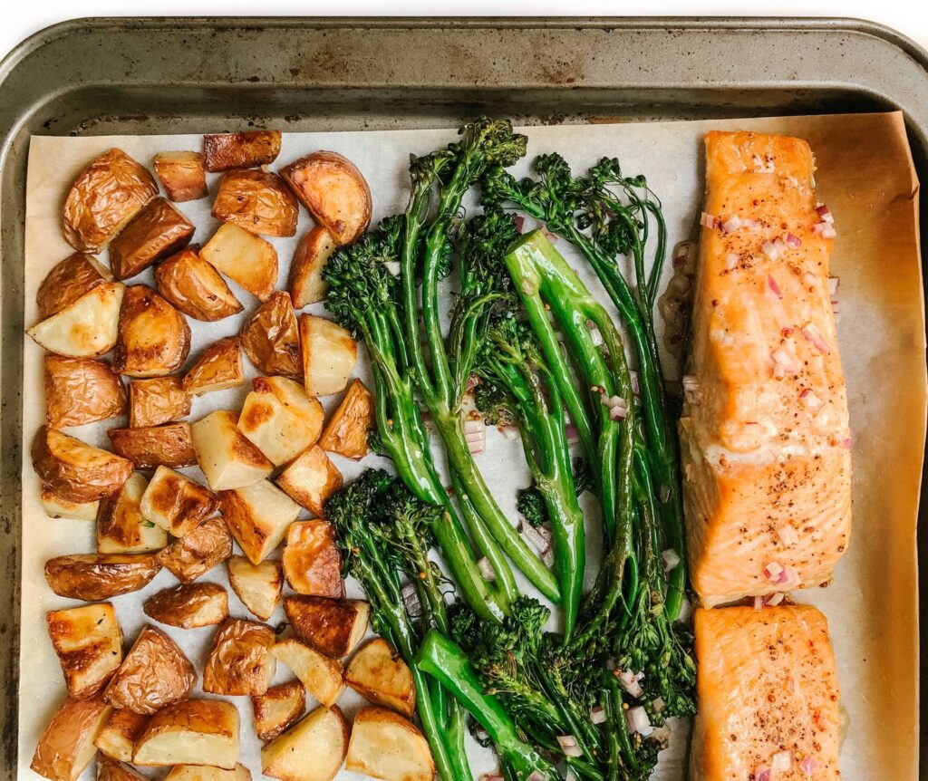 Sheet Pan Salmon with Potatoes and Broccolini