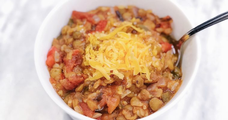 Instant Pot Lentil and Brown Rice Chili