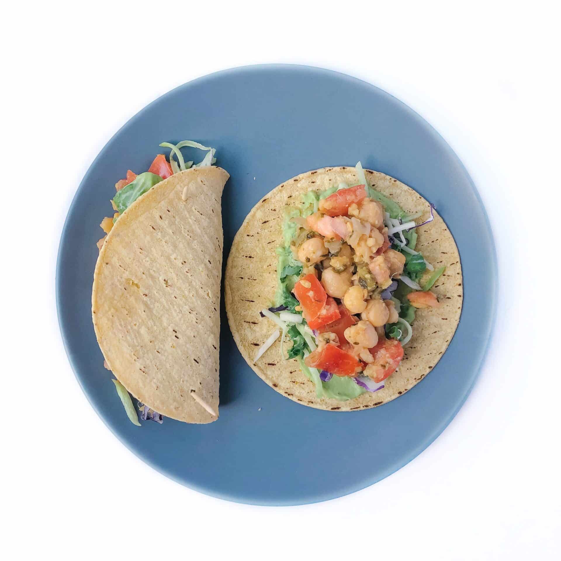 chickpea tacos with avocado cream