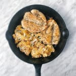 One-Pan Garlic Butter Chicken and Cauliflower Finished Recipe in a Cast Iron Pan