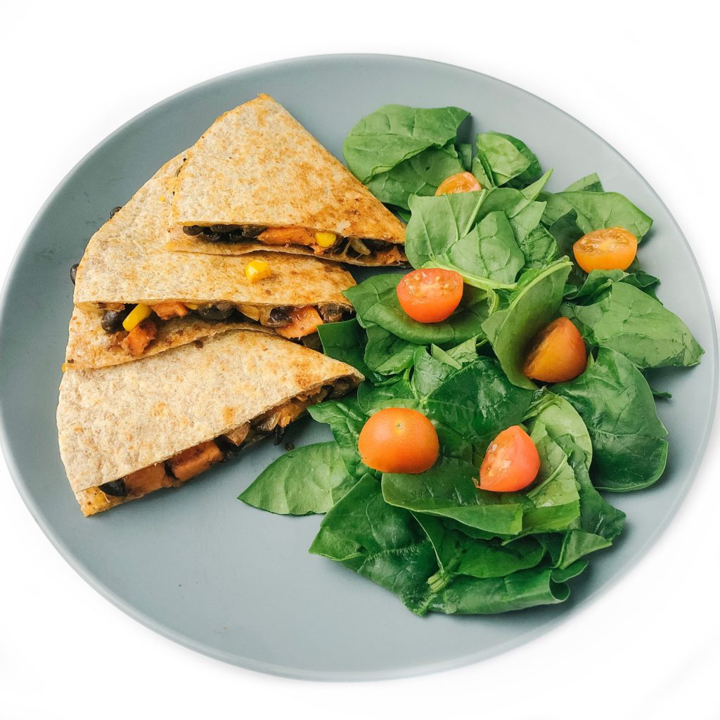 30+ Easy Recipes With Pantry and Freezer Staples - One-Pan Sweet Potato Black Bean Quesadilla