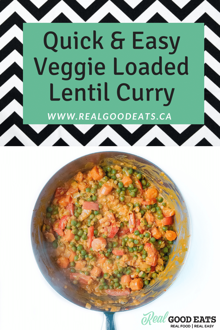 quick and easy veggie loaded lentil curry blog graphic
