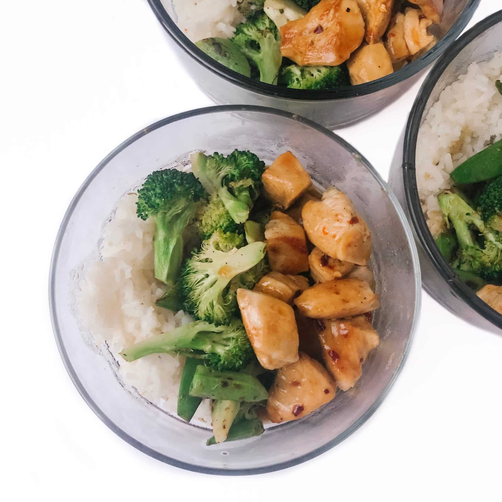 honey sesame chicken bowls