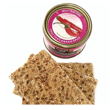 nut-free high protein snack ideas - tuna with crackers