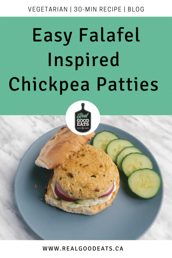 Falafel Inspired Chickpea Patties with Garden Salad and Tzatziki - Blog graphic