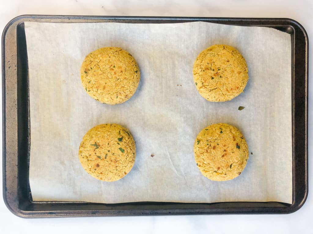 Falafel Inspired Chickpea Patties on Sheet Pan