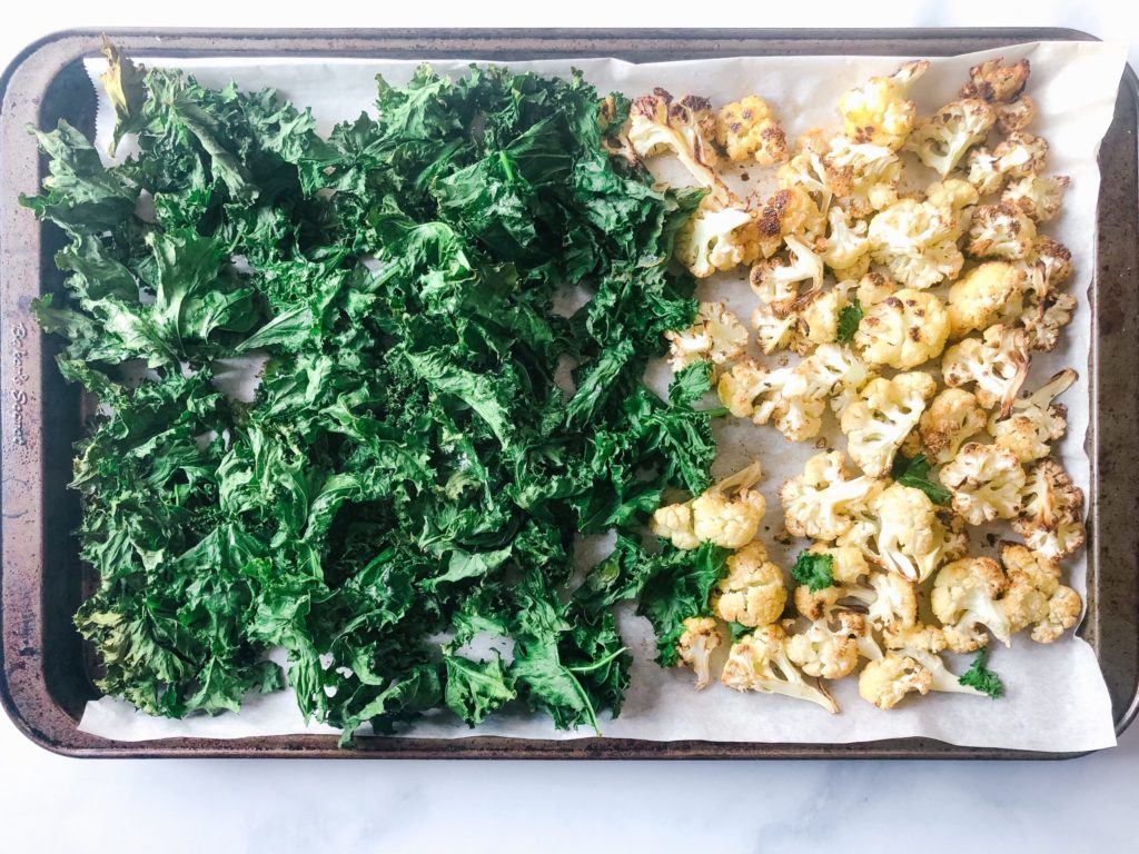 roasted kale and cauliflower