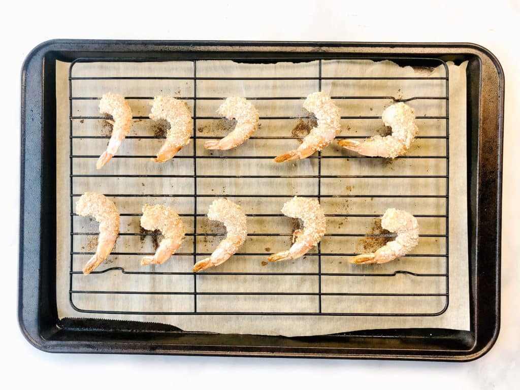 3-ingredient crispy shrimp on a sheet pan