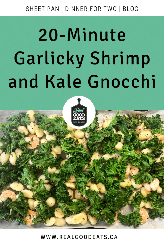 20-minute garlicky shrimp and kale gnocchi blog graphic