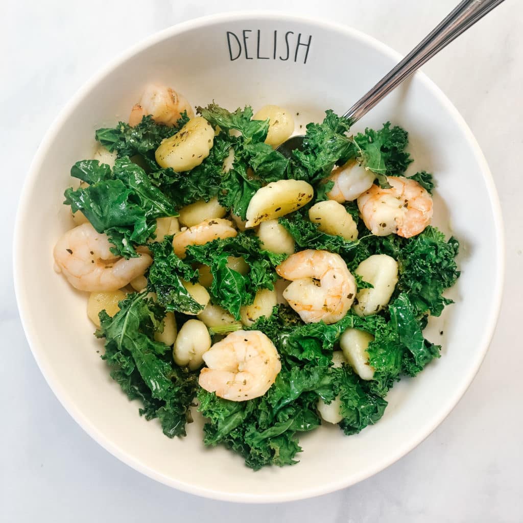 20-minute garlicky shrimp kale gnocchi