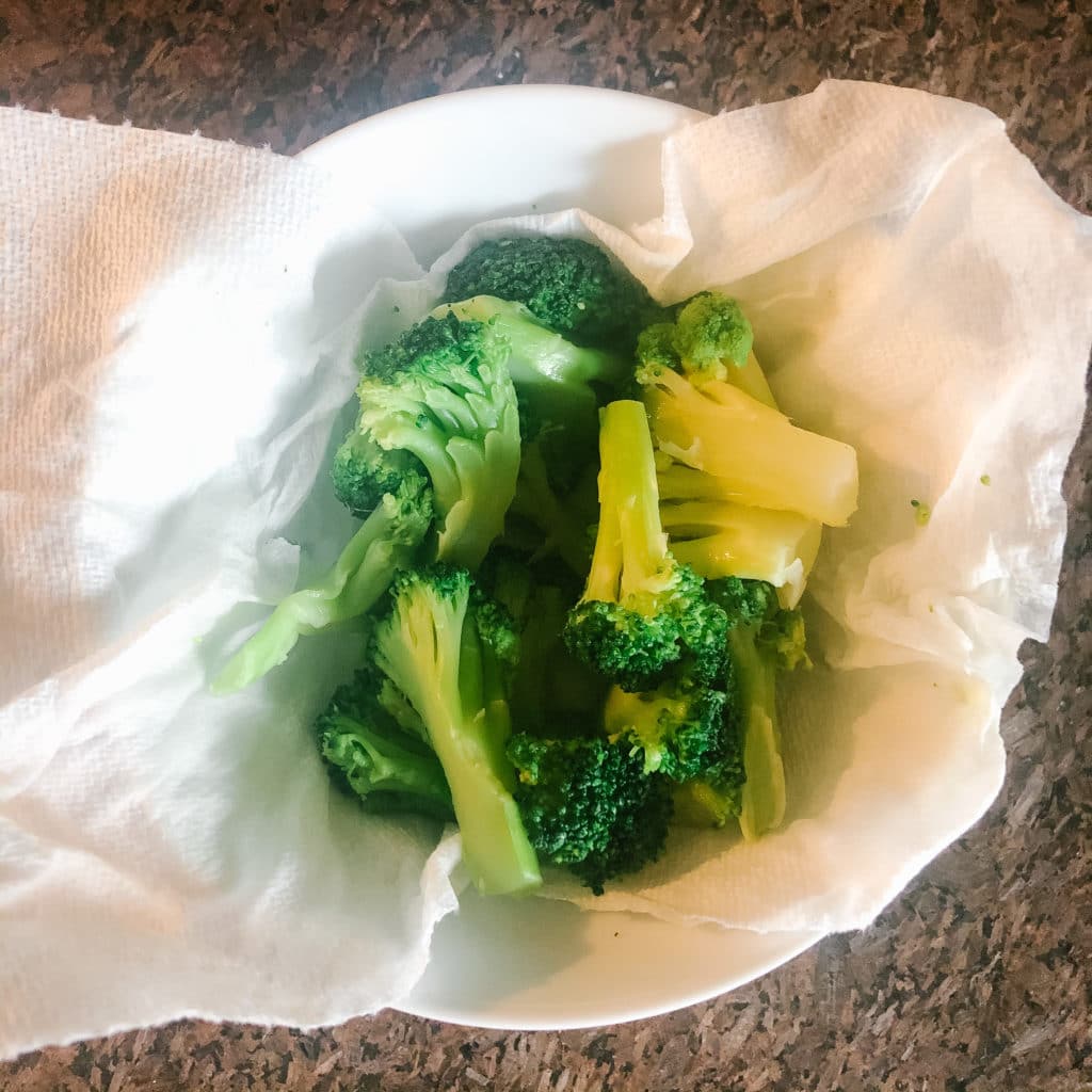 thawed broccoli in paper towel