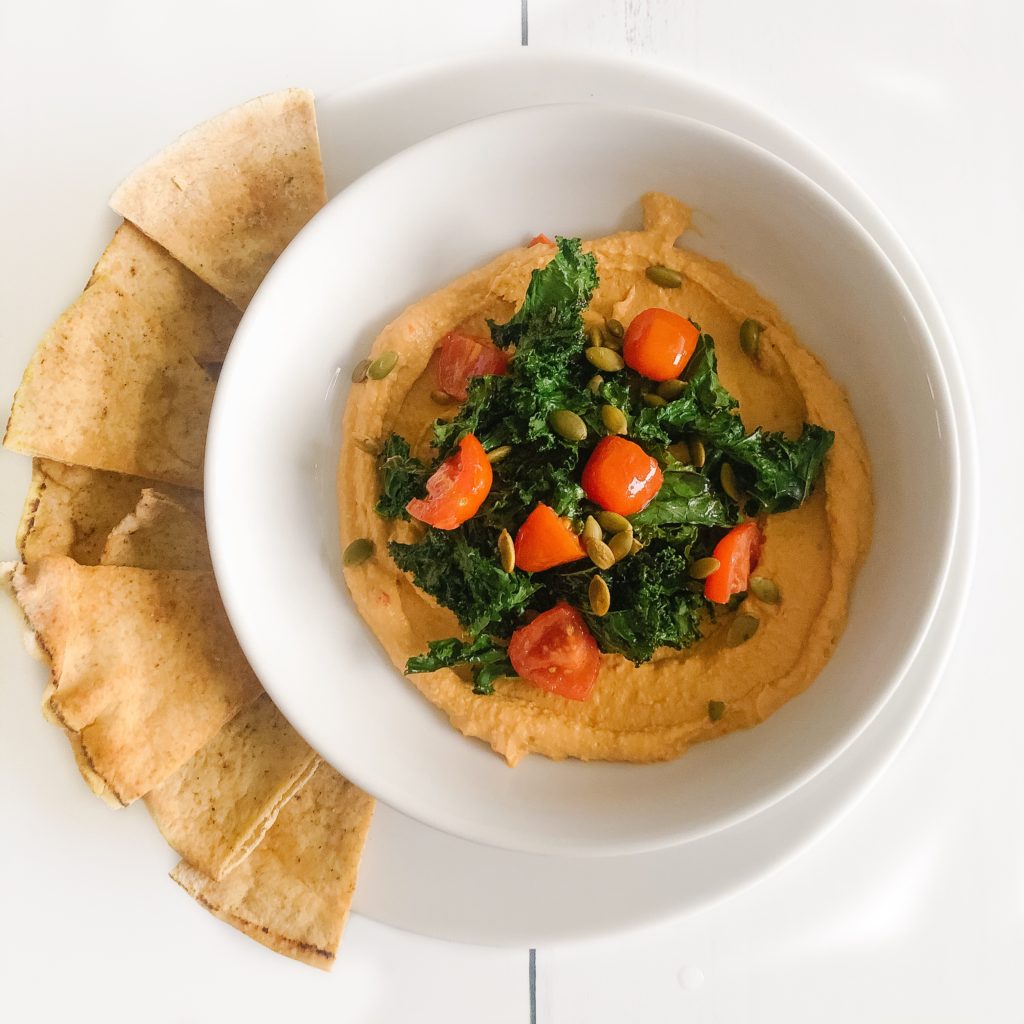 Best Easy dinner Recipes Using Kale - Hummus Bowl with Pita Chips