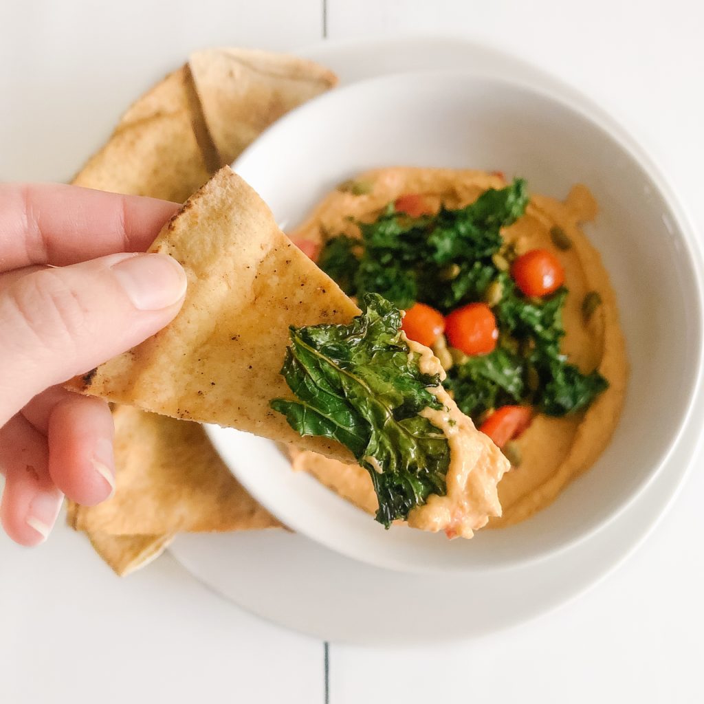 Easy Festive Hummus Bowl with Pita Chips