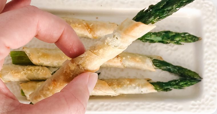 Lemon Parmesan Phyllo Wrapped Asparagus