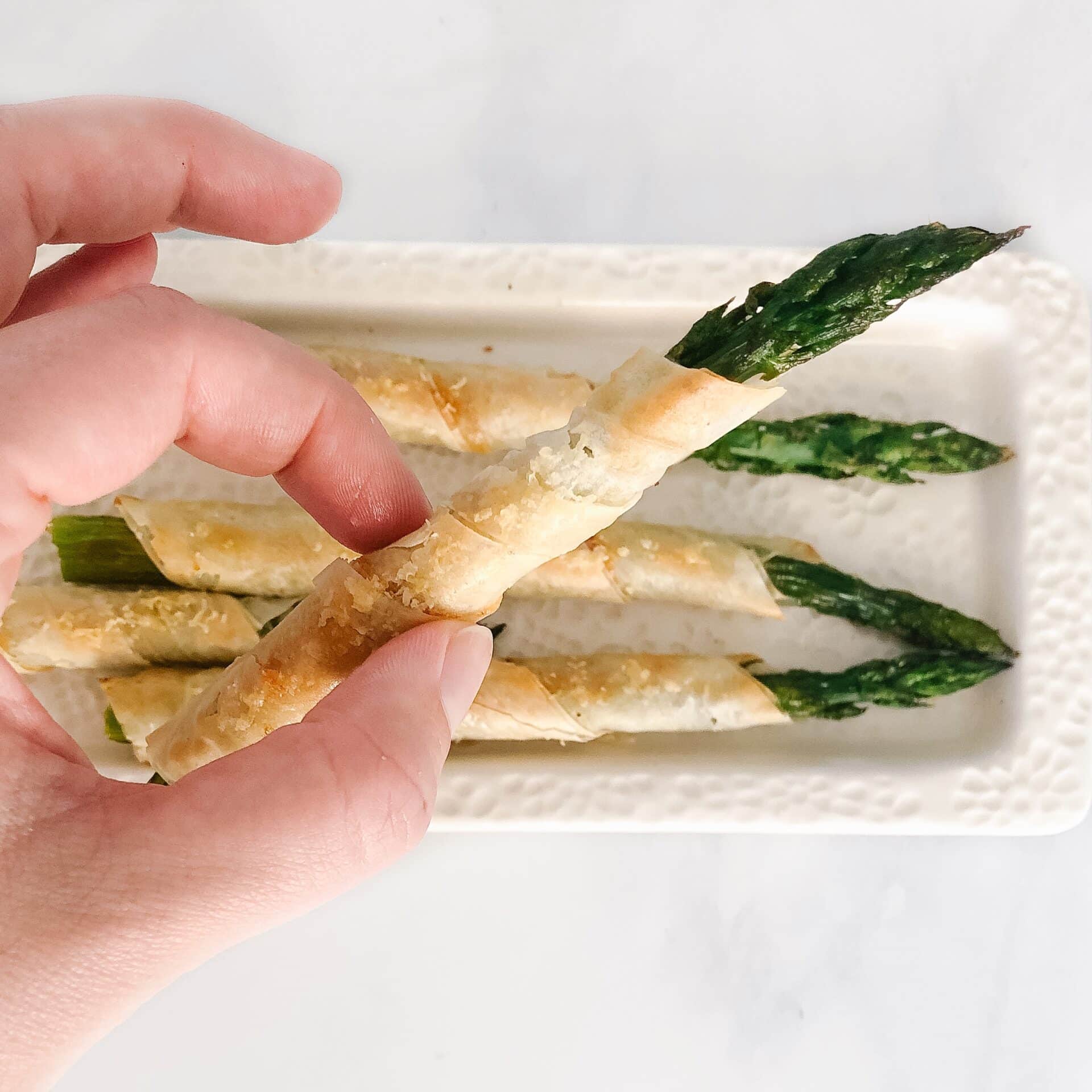 lemon parmesan phyllo wrapped asparagus