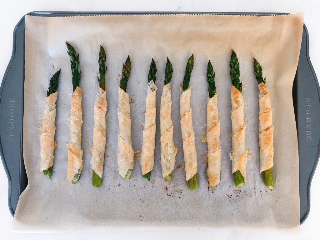 lemon parmesan phyllo wrapped asparagus