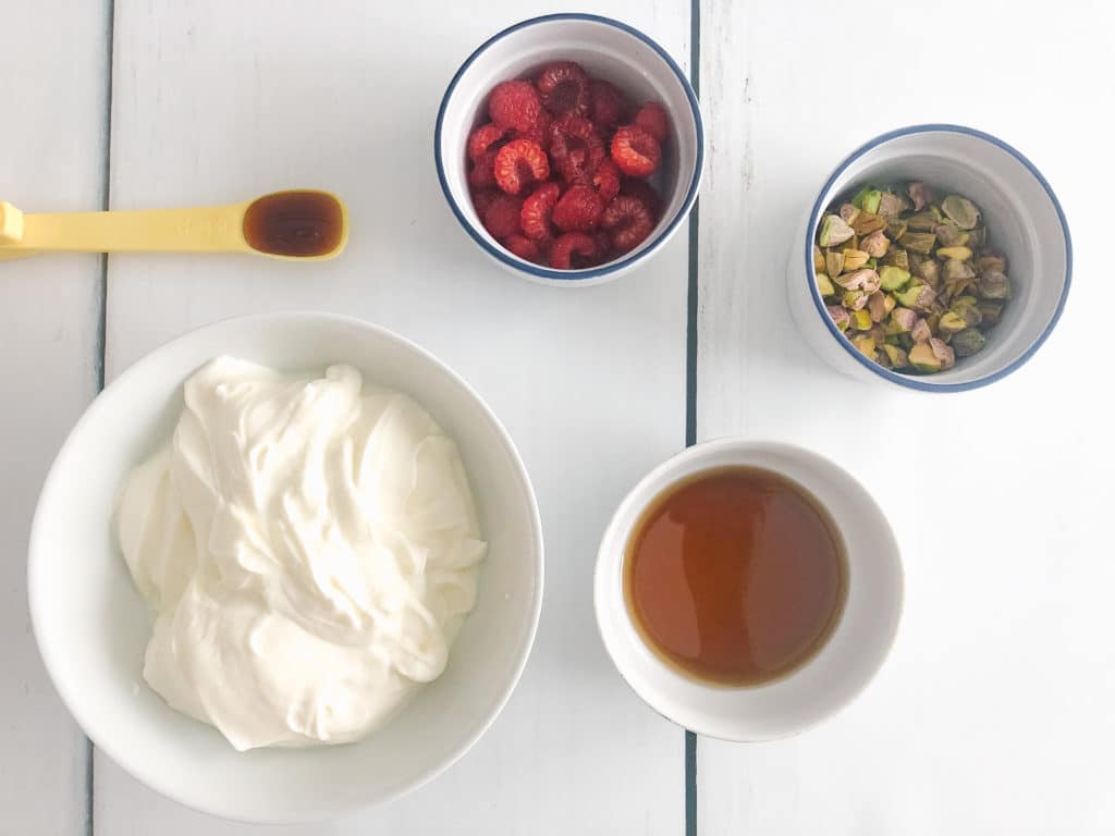 holiday raspberry pistachio frozen greek yogurt bark ingredients