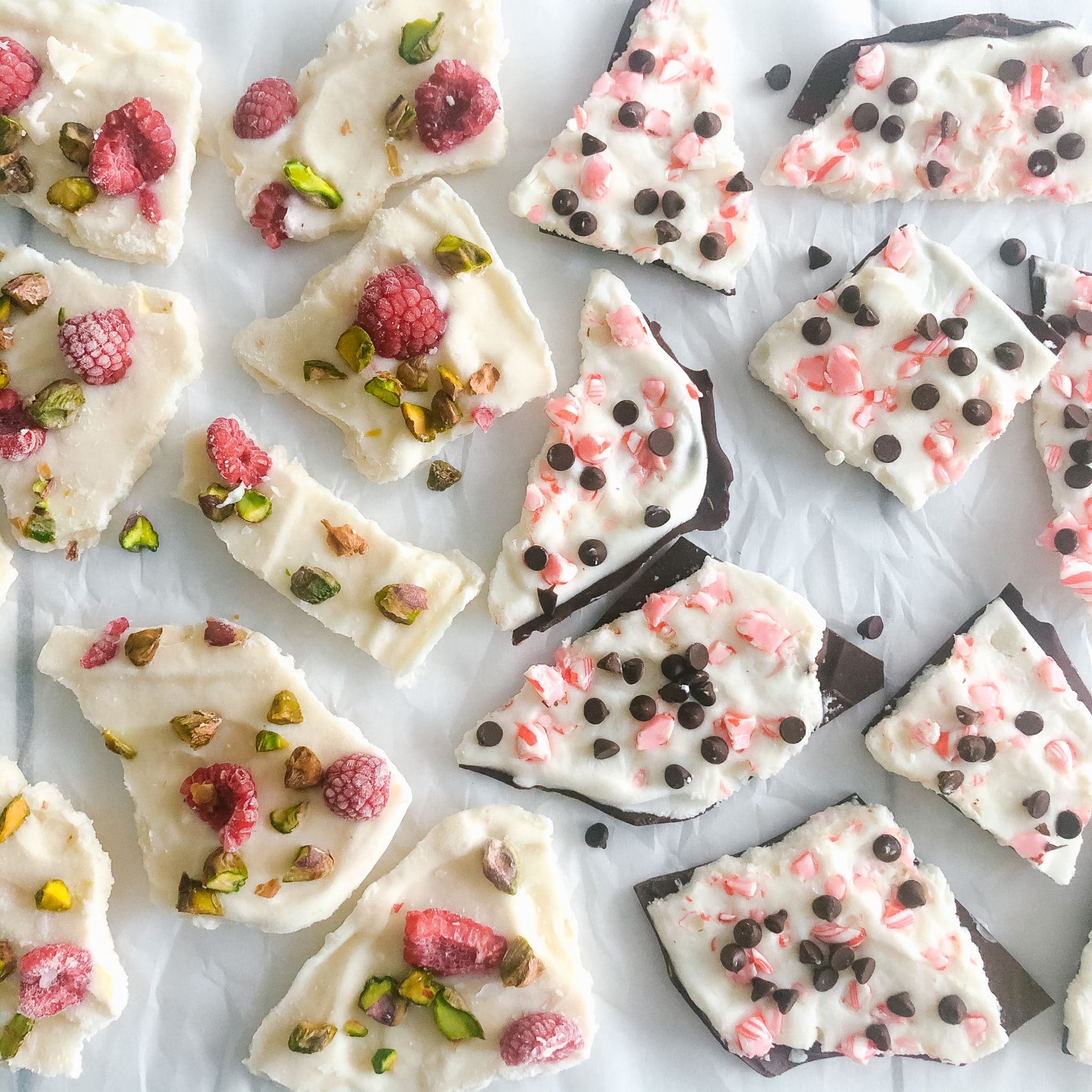 Healthy Holiday Frozen Greek Yogurt Bark 2 Ways