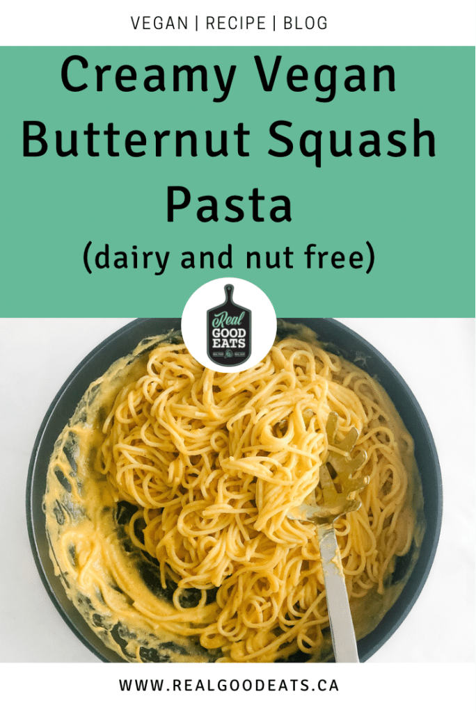 Creamy vegan butternut squash pasta - blog graphic