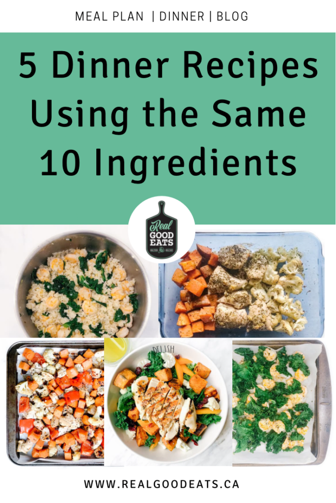 Dinner recipes using the same 10 ingredients - blog graphic