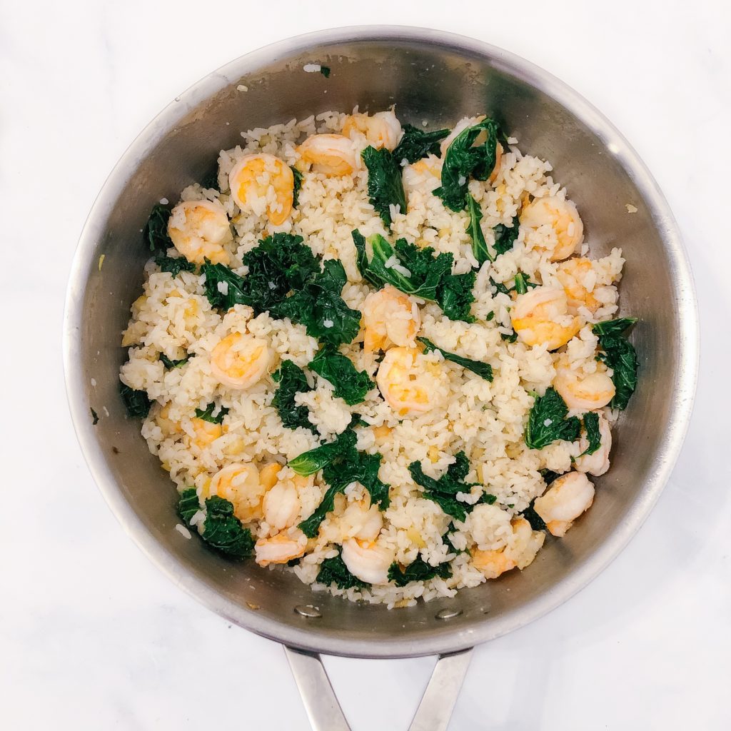 garlic kale shrimp fried rice