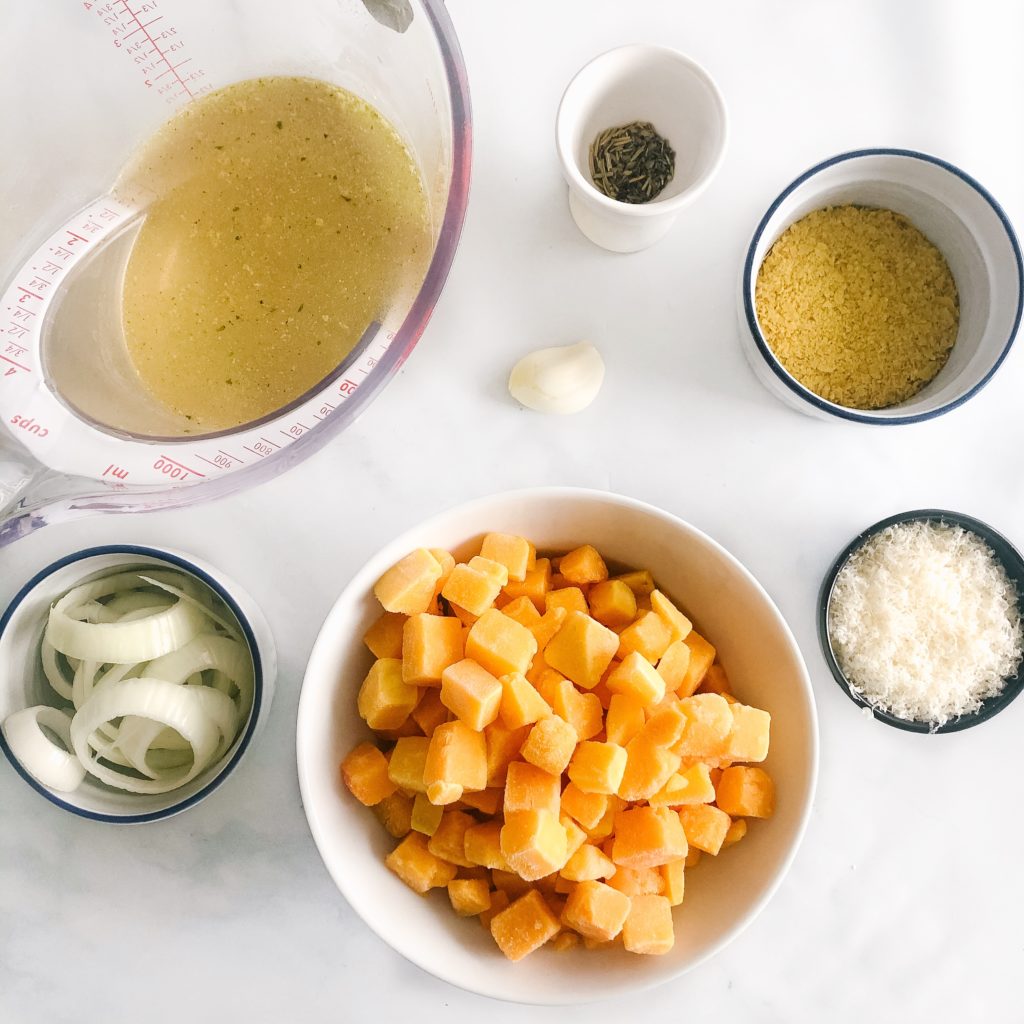 Creamy vegan butternut squash pasta ingredients