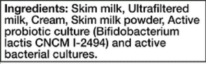 Activia yogurt ingredient list 