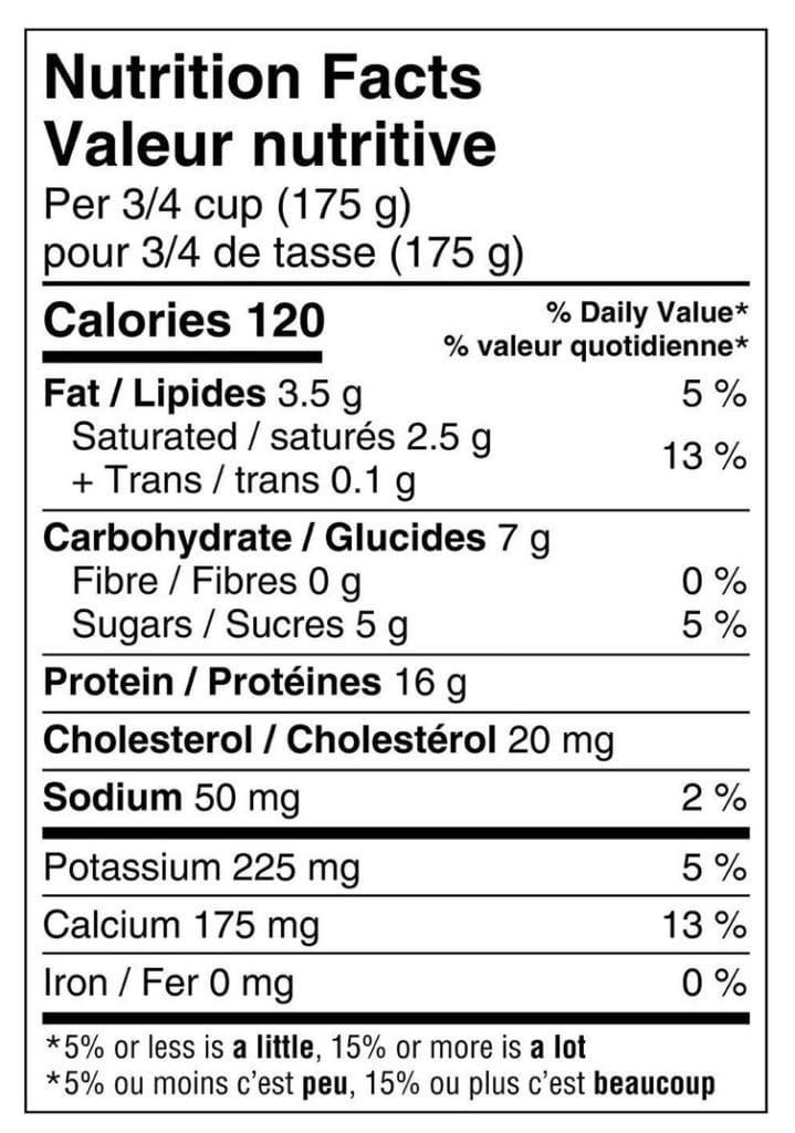 plain 2% Greek yogurt nutrition label