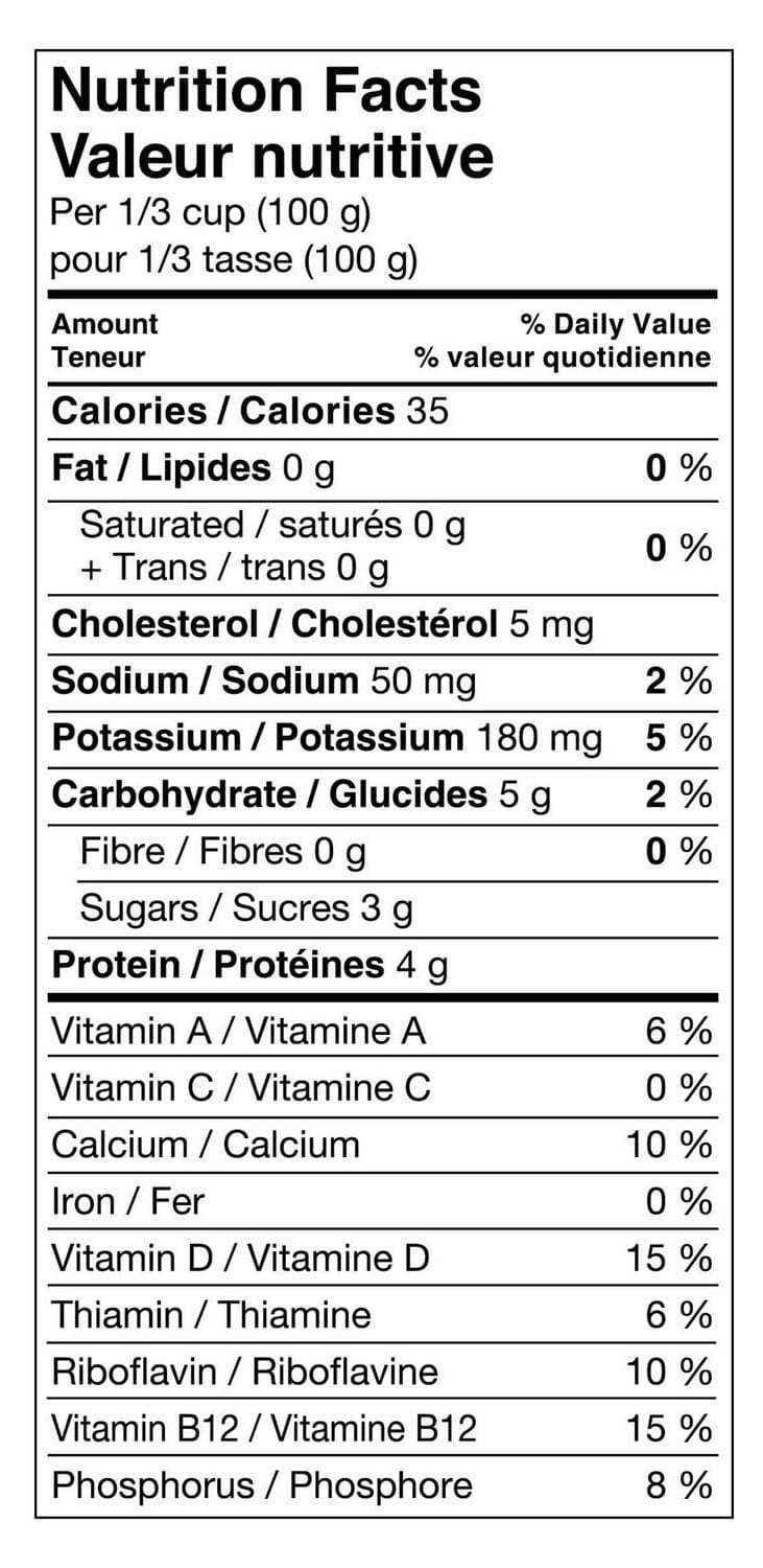 stevia sweetened yogurt nutrition label