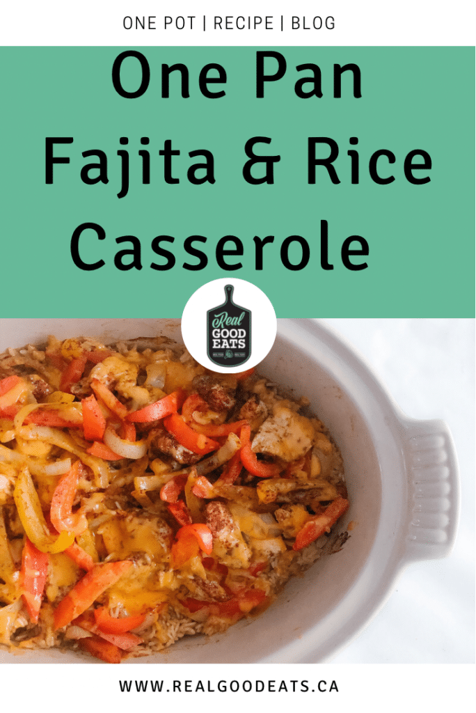 one pan fajita rice casserole blog graphic