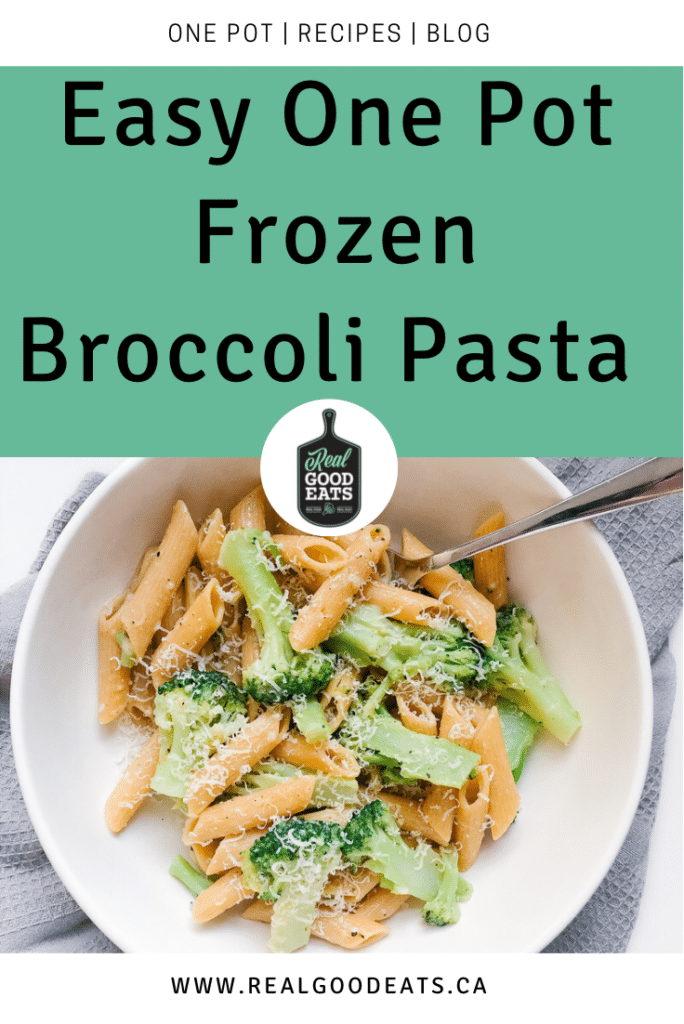 easy one-pot frozen vegetable pasta - blog graphic