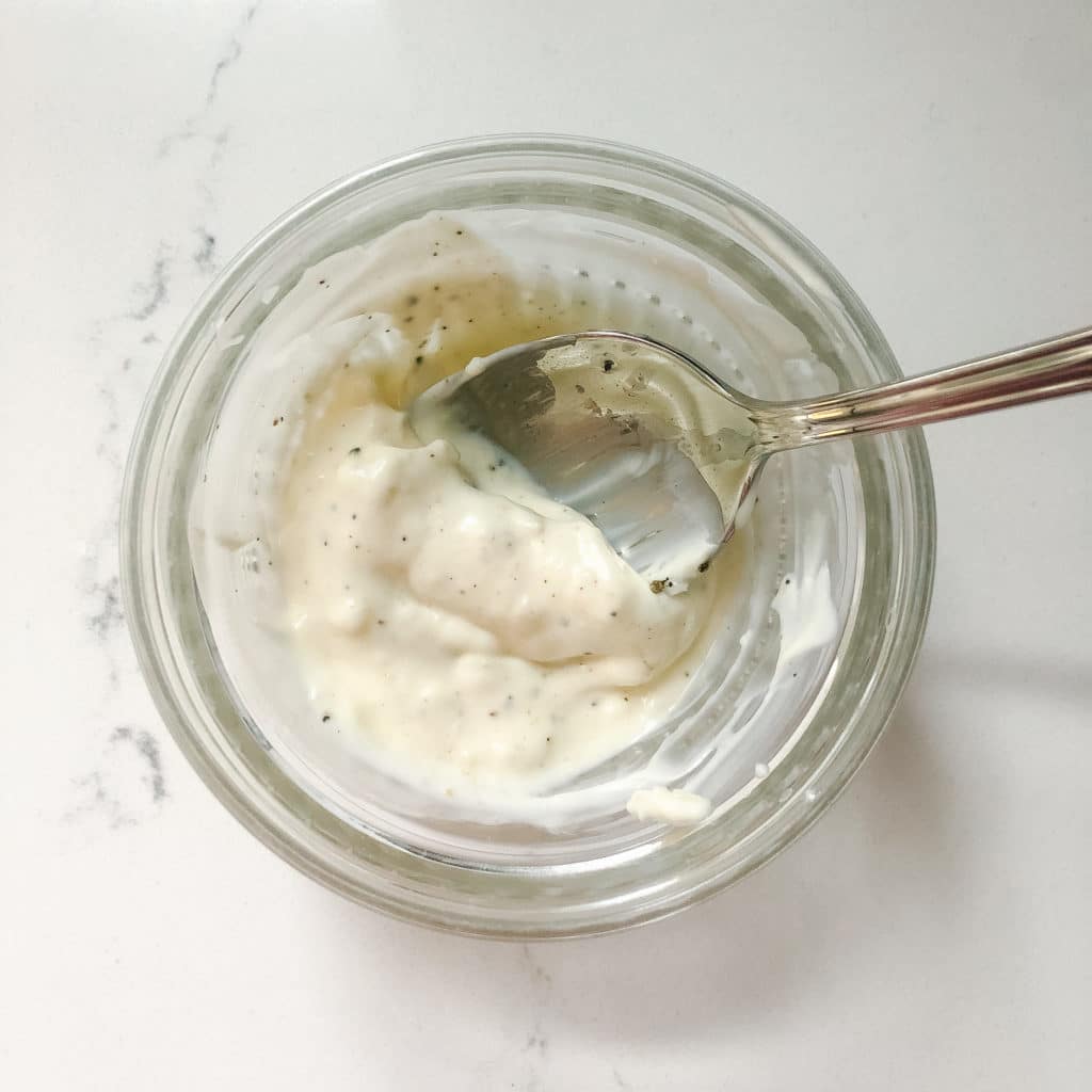 garlic aioli in a small bowl