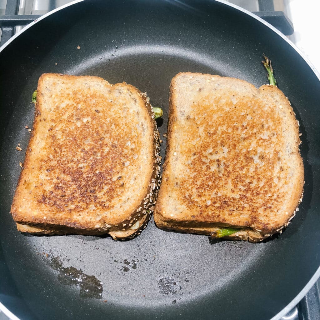 roasted asparagus grilled cheese with garlic aioli