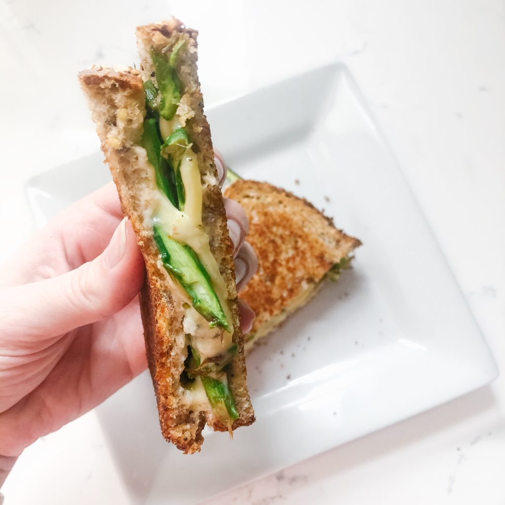Roasted Asparagus Grilled Cheese with Garlic aioli