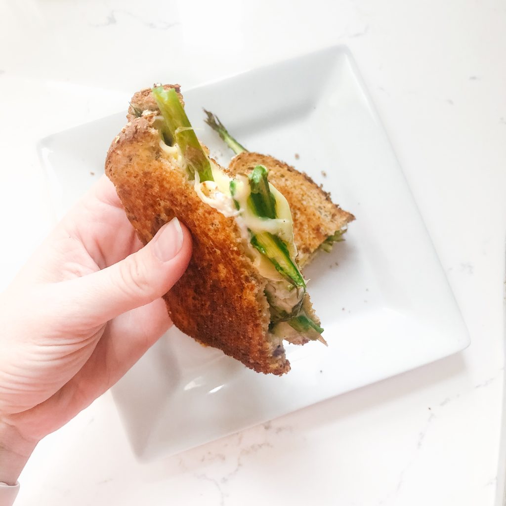 Roasted Asparagus Grilled Cheese with Garlic aioli