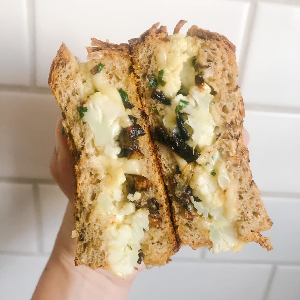 roasted cauliflower grilled cheese
