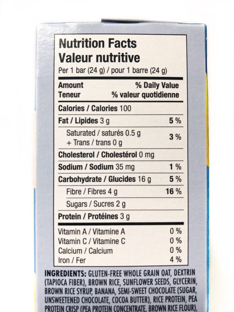 healthy crunch school approved granola bars - ingredient list