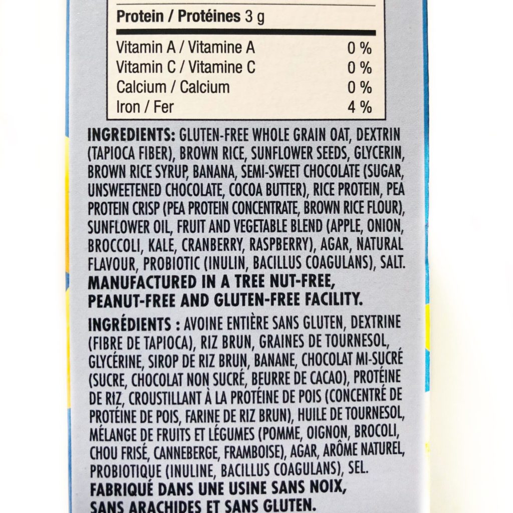 Healthy Crunch School Approved Granola Bars - ingredient list