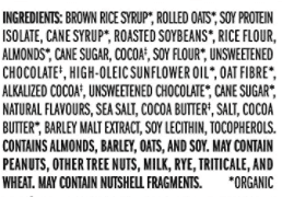 ingredient list with contains and may contains statement