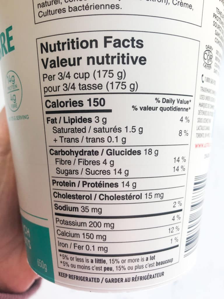 astro protein & fibre yogurt nutrition facts