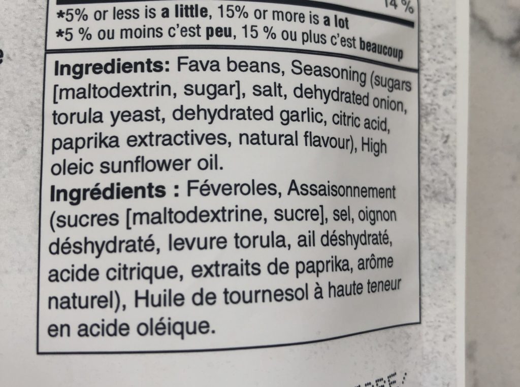 Three Farmers Roasted Fava Beans ingredient list